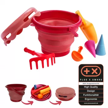 SCHILDKRÖT set de juguete de arena 7 en 1 con cubo plegable, rojo 970245