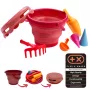 SCHILDKRÖT set de juguete de arena 7 en 1 con cubo plegable, rojo 970245