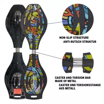 SCHILDKROT waveboard Good Vibes Graffiti tabla grande de plástico con superficie antideslizante 510801