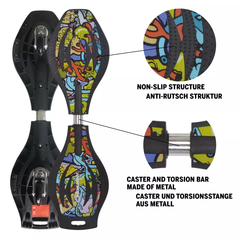 SCHILDKROT waveboard Good Vibes Graffiti tabla grande de plástico con superficie antideslizante 510801