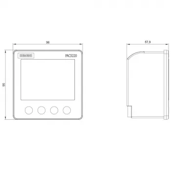 Siemens SENTRON PAC3220 Medidor de potencia, Modbus TCP, LCD, montaje en panel 96x96mm, 690/400V AC, tensión auxiliar 24-60V DC, bornes de tornillo 7KM32201BA011EA0