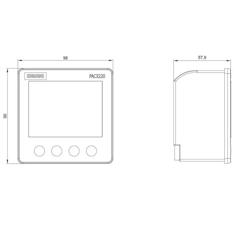 Siemens SENTRON PAC3220 Medidor de potencia, Modbus TCP, LCD, montaje en panel 96x96mm, 690/400V AC, tensión auxiliar 24-60V DC, bornes de tornillo 7KM32201BA011EA0