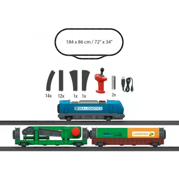 Märklin 29349 H0 set de inicio logística de contenedores con locomotora diésel de la serie 232 y 3 vagones plataforma para contenedores