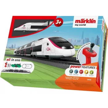 Märklin TGV Duplex H0 set de tren digital de 5 piezas con Mobile Station 2, blanco/negro 029406