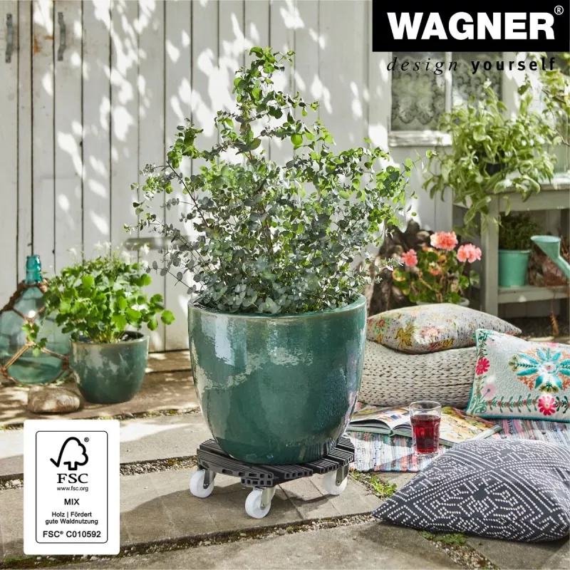 WAGNER design yourself rodapié con ruedas GH0558 plástico, Ø 38,5 cm verde oscuro redondo, 1 ud. 20055801