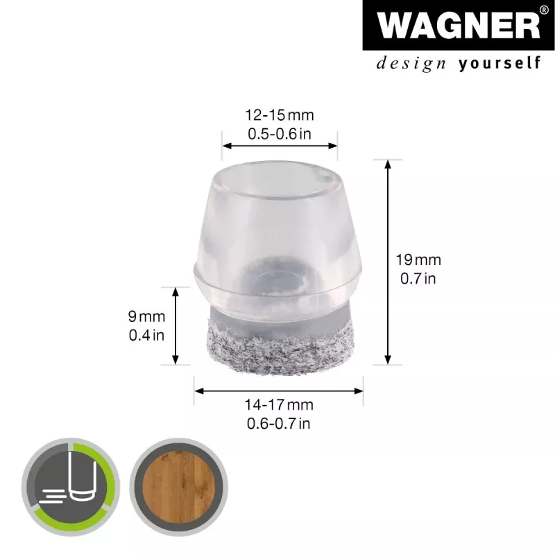 Wagner design yourself EH 0555 tapones para patas de silla plástico Ø 14-17 mm 4 uds. (15055599)