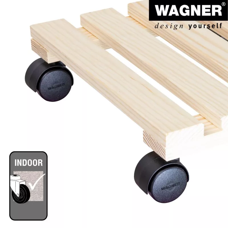 WAGNER design yourself rodapié con ruedas GH0037, madera de haya, beige, cuadrado, 29 x 29 x 8,3 cm, 100 kg de carga 20003701