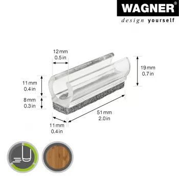 Wagner design yourself EH 0690 deslizadores de muebles a presión, plástico, patas redondas de 12 mm, pack de 4, blanco 15069099