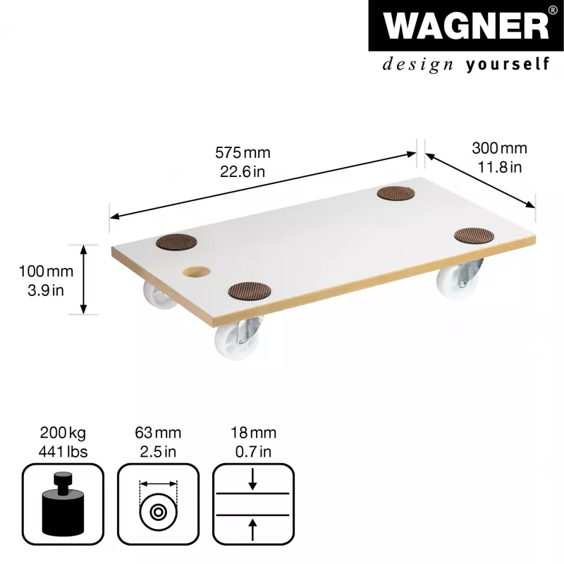 Wagner MM 1319 20131901 plataforma de transporte, hasta 200 kg, blanca