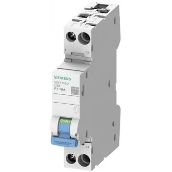 Siemens 5SY1710-2 Interruptor automático magnetotérmico 1 polo 1A curva Z con interruptor auxiliar integrado
