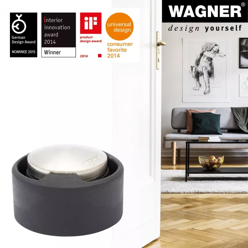 Wagner design yourself EH 5171 Tope de puerta, fundición de zinc con tope de goma, Ø 5 cm, Níquel mate/Negro 15517111