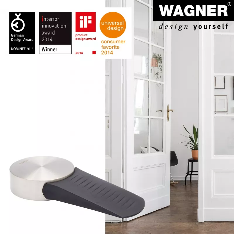 Wagner Design Yourself EH 5116 Tope de puerta, fundición de zinc con tope de goma, Ø 50 mm, Níquel mate 15511611