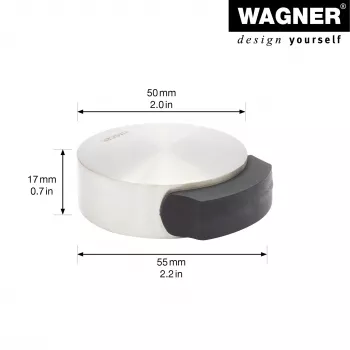 Wagner Design Yourself EH 5111 Tope de puerta de suelo, fundición de zinc con anillo de goma, Níquel satinado, 50 mm de diámetro (15511111)