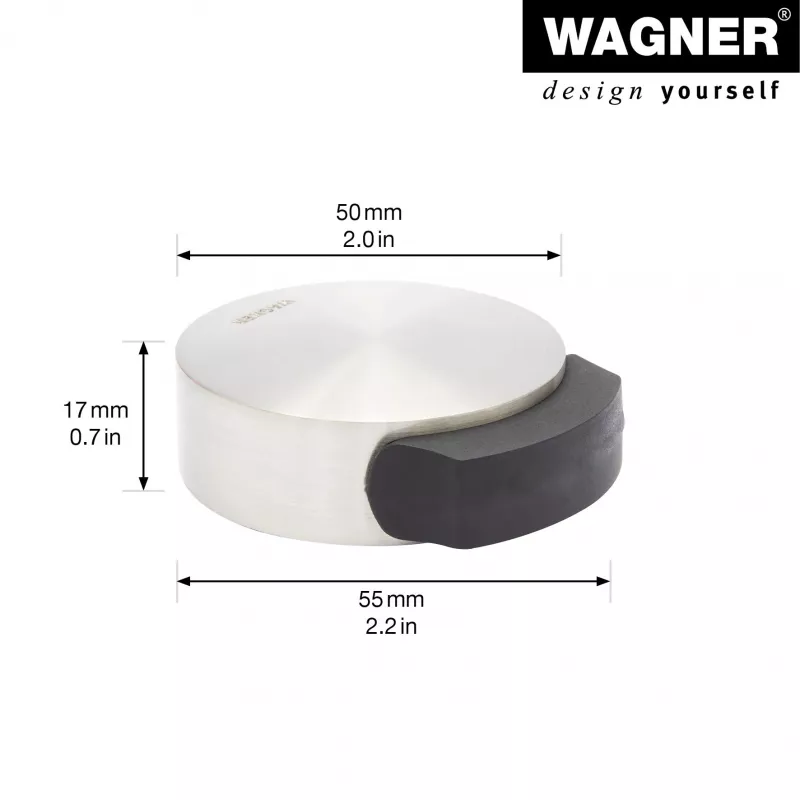 Wagner Design Yourself EH 5111 Tope de puerta de suelo, fundición de zinc con anillo de goma, Níquel satinado, 50 mm de diámetro (15511111)