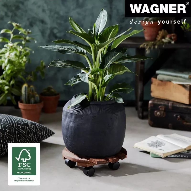WAGNER Multiroller Country Palisandro Rodante redondo para plantas, madera maciza de palisandro, 300 mm, 100 kg 20018301