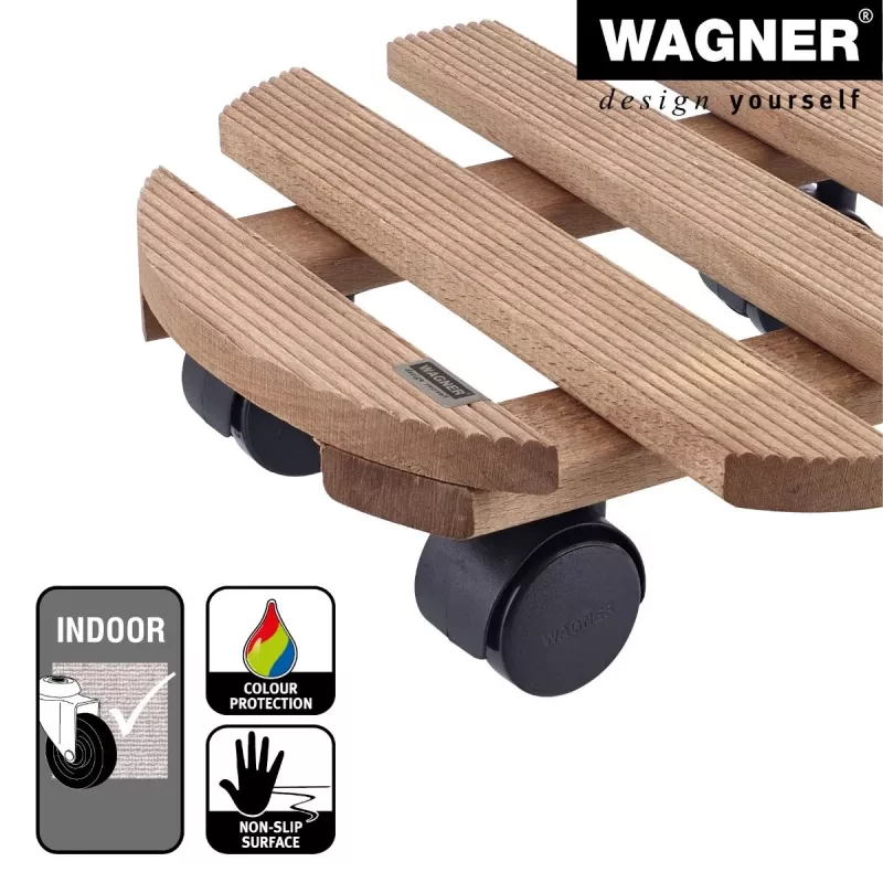 WAGNER Multiroller Country Palisandro Rodante redondo para plantas, madera maciza de palisandro, 300 mm, 100 kg 20018301