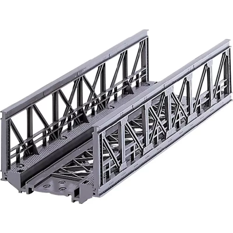 Märklin 07262 Puente de celosía para maquetas ferroviarias HO – Kit de plástico gris para puente de una vía, longitud 360 mm