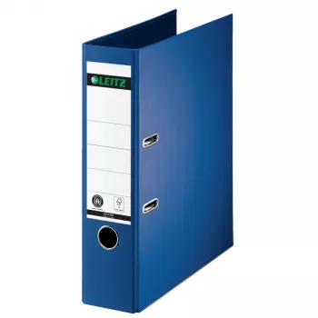 LEITZ Archivador de anillas, 180°, A4, 80 mm, azul, tapas de cartón rígido con forro de papel de color, capacidad 600 hojas, 1 unidad (1007-00-68)