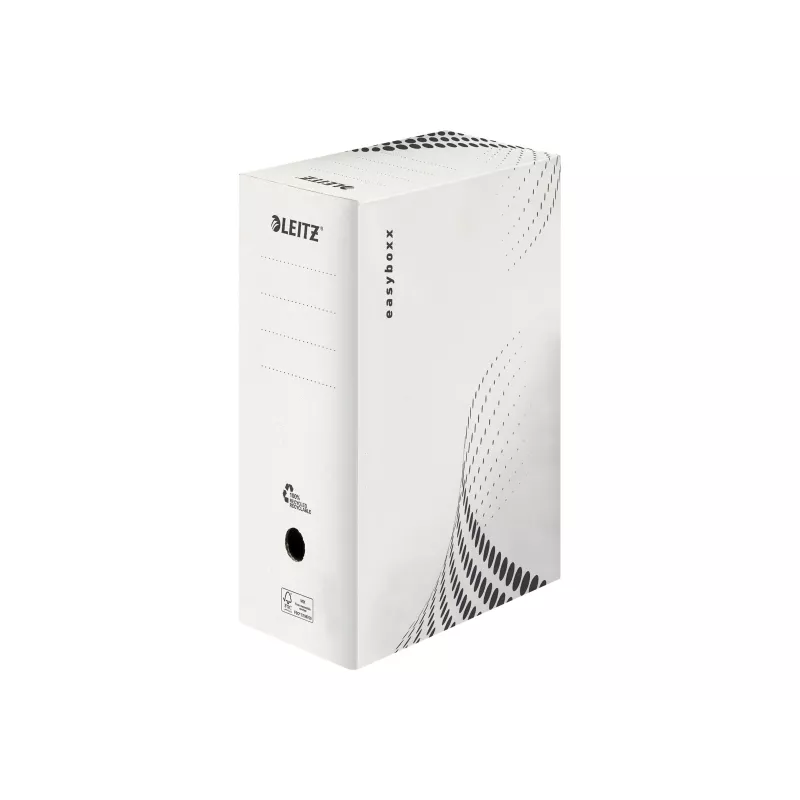 LEITZ easyboxx Caja de archivo blanca 150 mm de ancho interior, pack de 25, cartón ondulado reciclado
