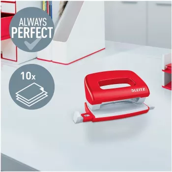 LEITZ Mini NeXXt WOW 5060 rojo perforadora 10 hojas 2 agujeros 5060-10-26