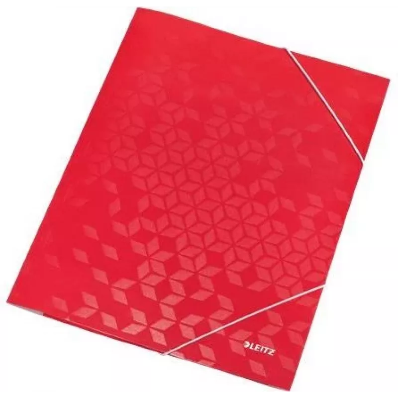 LEITZ WOW carpeta de documentos con gomas A4, cartón plastificado con PP, rojo, gomas en las esquinas, 3 solapas interiores, capacidad 150 hojas 3982-00-26