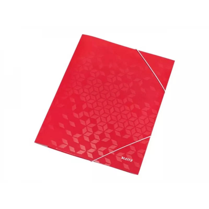 LEITZ WOW carpeta de documentos con gomas A4, cartón plastificado con PP, rojo, gomas en las esquinas, 3 solapas interiores, capacidad 150 hojas 3982-00-26
