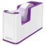 LEITZ WOW Duo Colour dispensador de cinta de mesa, violeta/blanco, base lastrada, cuchilla de metal, cinta incluida 5364-10-62