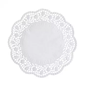 Blondas redondas PAPSTAR para tarta Ø 28 cm, 100 uds., diseño de encaje blanco 12268