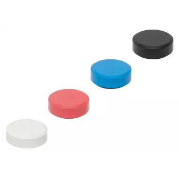 Imanes redondos MAULpro Recycling, 29 mm x 11 mm, surtido de 20 piezas (blanco, rojo, azul, negro) 6177399