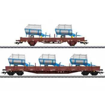 Märklin 46407 Set de vagones de pértigas DB AG época VI (2 vagones, carga de madera, H0)