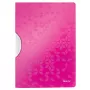 LEITZ WOW ColorClip carpeta de pinza A4 rosa metalizado con superficie gofrada 3D, interior gris claro, 1 unidad 4185-00-23