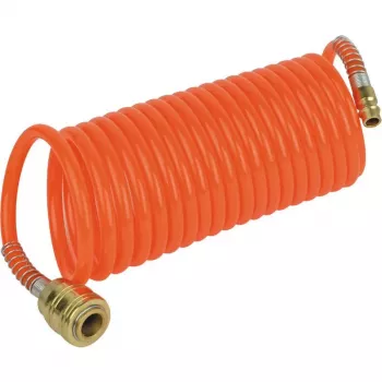 BRÜDER MANNESMANN Manguera espiral de aire comprimido 4,5 m, Rilsan, conector rápido, protección antiacodaduras (M 1546)