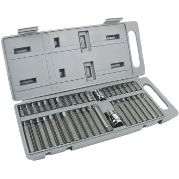 Brüder Mannesmann Set profesional de 40 piezas de puntas y destornilladores, acero S2, hexágono 1/4 pulgadas, ranura/Phillips/Pozidriv/hexagonal/Torx/Torx Tamper-Resistant, portapuntas magnético, adaptador de vaso, maletín robusto 187-40