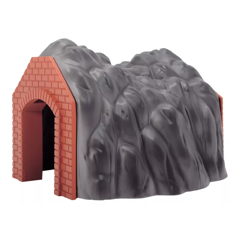 Märklin H0 Túnel de vía única con portal de arco de piedra detallado, gris y naranja 72202