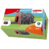 Märklin H0 Túnel de vía única con portal de arco de piedra detallado, gris y naranja 72202