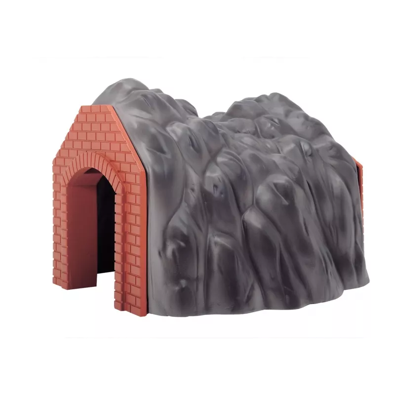 Märklin H0 Túnel de vía única con portal de arco de piedra detallado, gris y naranja 72202