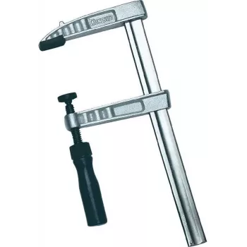 Brüder Mannesmann Sargento industrial DIN 5117, 600 mm de apertura, 120 mm de alcance, marco de fundición maleable, azul 90423