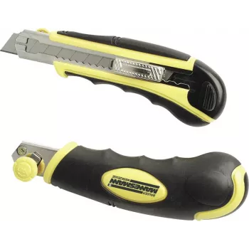Brüder Mannesmann Cúter universal con Softgrip, ajuste automático de cuchilla, cuchilla troquelada 18 mm, 60100