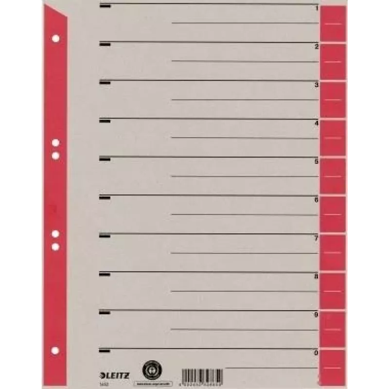 LEITZ Separadores de cartón A4, rojo, 25 hojas (16523025)