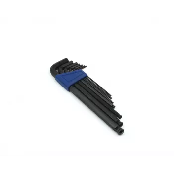 Brüder Mannesmann M 299 Juego de 7 llaves Allen en L, acero cromo-vanadio, métrico 2,5-10 mm, DIN 911, cromado satinado, con soporte de clip de plástico