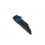 Brüder Mannesmann M 299 Juego de 7 llaves Allen en L, acero cromo-vanadio, métrico 2,5-10 mm, DIN 911, cromado satinado, con soporte de clip de plástico