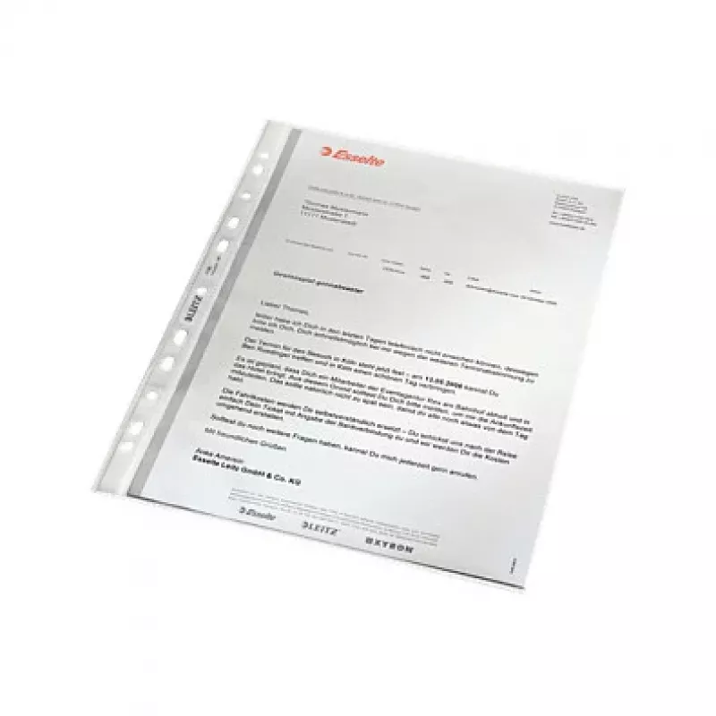 LEITZ 47960000 Funda perforada A4, polipropileno 0,07 mm, transparente, pack de 100