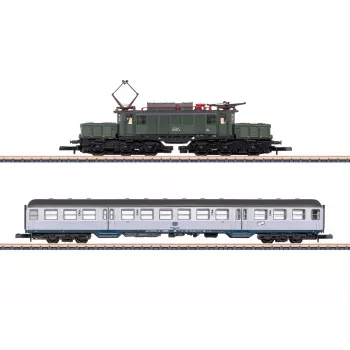 Märklin 81221 Set de tren Z-Gauge - 175 años Geislinger Steige DB locomotora de vapor serie 50 con 3 vagones de mercancías, vía y unidad de control