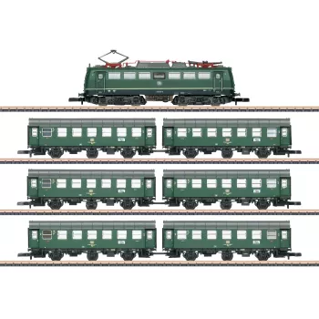 Märklin 81304 Set de inicio Z – Tren DB Intercity Express (locomotora eléctrica BR 103, 2 coches de viajeros, óvalo de vía, fuente de alimentación)