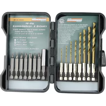 Brüder Mannesmann Set de brocas y puntas TiN de 16 piezas M54325