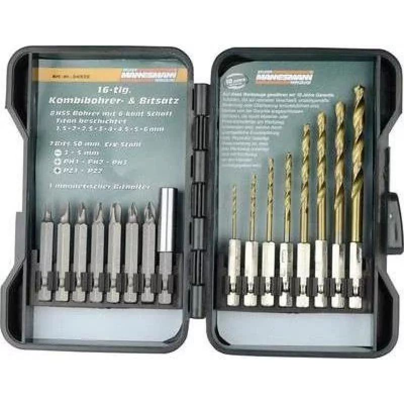 Brüder Mannesmann Set de brocas y puntas TiN de 16 piezas M54325