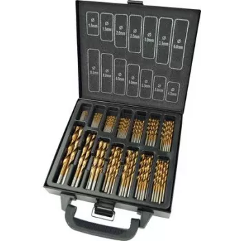 Brüder Mannesmann M54399 Set de brocas helicoidales HSS 99 piezas recubiertas de TiN con vástago cilíndrico