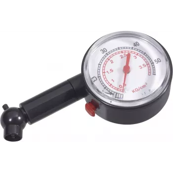 Brüder Mannesmann 054T medidor de presión de neumáticos de bolsillo, 0,5-3,5 bar / 7-50 psi, analógico, carcasa de metal, clip de bolsillo