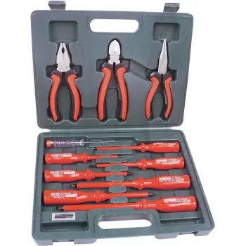 Brüder Mannesmann set de destornilladores y alicates para electricista aislados VDE, 11 piezas (11240)