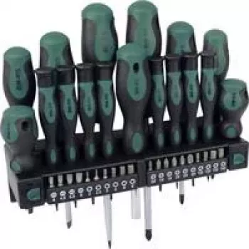 BRÜDER MANNESMANN set de destornilladores de 37 piezas con puntas, acero cromo-vanadio, puntas magnéticas, certificado GS (M11415)